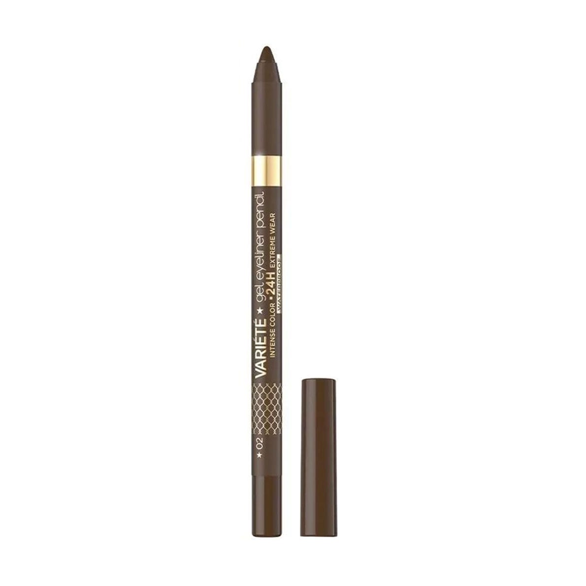 Водостійкий гелевий олівець для очей Eveline Cosmetics Variete Gel Eyeliner Pencil Waterproof, 02 Brown, 1 г